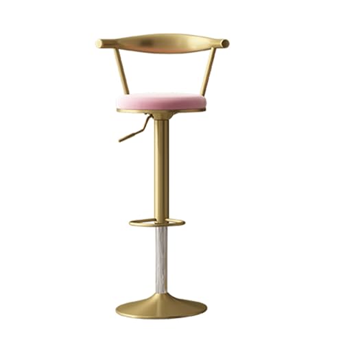 Moderne Drehbare Barhocker aus Samt, Verstellbare Küchenstühle mit Hohler Rückenlehne, Stilvoll und Schlicht für Kücheninseln, Cafés und Pubs(Pink) von Generic