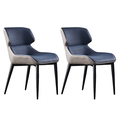 Moderne Esszimmerstühle, 2er-Set, PU-Leder, hohe Rückenlehne, gepolsterte weiche Sitzfläche, Wohnzimmerstühle mit schwarzen Beinen für Esszimmer und Wohnzimmer, Stühle Esszimmer (Blau) von Generic