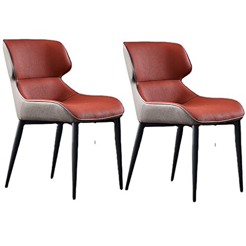 Moderne Esszimmerstühle, 2er-Set, PU-Leder, hohe Rückenlehne, gepolsterte weiche Sitzfläche, Wohnzimmerstühle mit schwarzen Beinen für Esszimmer und Wohnzimmer, Stühle Esszimmer (rot) von Generic