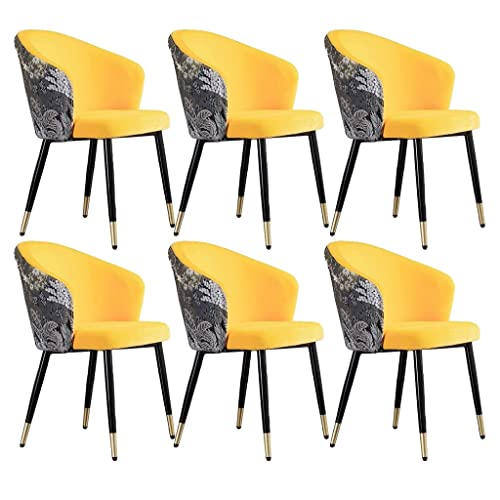 Moderne Esszimmerstühle, 6er-Set mit Metallbeinen, Samtsitzfläche und bestickter Rückenlehne, stilvoller Wohnzimmer-, Schlafzimmer- oder Schminkstuhl in Pfirsichrosa, Haushaltsmöbe von Generic