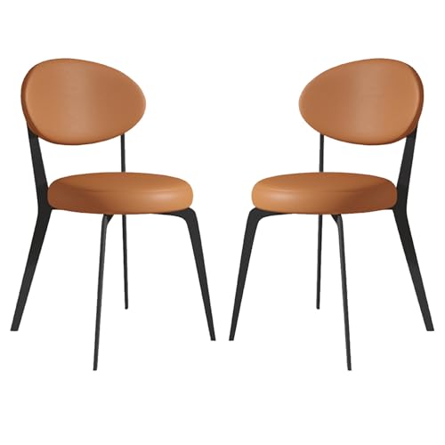 Moderne Esszimmerstühle 2er-Set, Gepolsterte Küchenstuhl mit Geschwungener Rückenlehne und Weichen Kissen, für Küche, Esszimmer, Wohnzimmer(Orange) von Generic