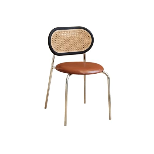 Moderne Esszimmerstühle Mit Mesh Cane Rückenlehne, Freizeitakzent Leder Küche Esshocker Bauernhaus Armless Mesh Cane Back Side Chair ， Mit Metallbeinen(Size:1X,Color:braun) von Generic