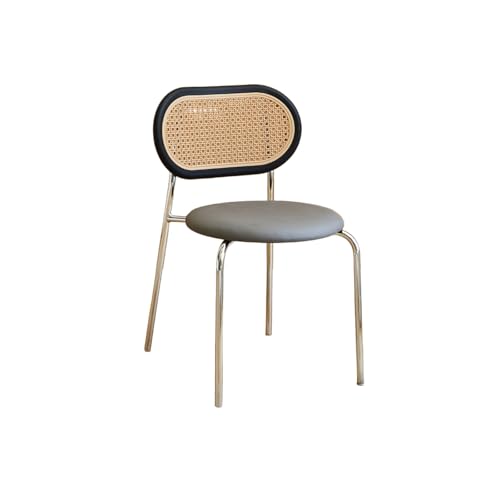 Moderne Esszimmerstühle Mit Mesh Cane Rückenlehne, Freizeitakzent Leder Küche Esshocker Bauernhaus Armless Mesh Cane Back Side Chair ， Mit Metallbeinen(Size:1X,Color:grau) von Generic