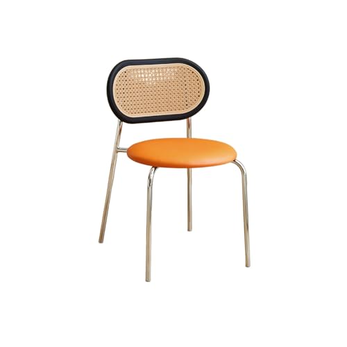 Moderne Esszimmerstühle Mit Mesh Cane Rückenlehne, Freizeitakzent Leder Küche Esshocker Bauernhaus Armless Mesh Cane Back Side Chair ， Mit Metallbeinen(Size:1X,Color:orange) von Generic