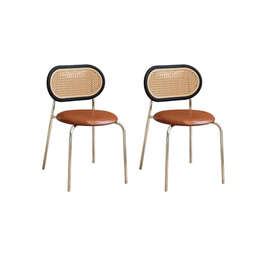 Moderne Esszimmerstühle Mit Mesh Cane Rückenlehne, Freizeitakzent Leder Küche Esshocker Bauernhaus Armless Mesh Cane Back Side Chair ， Mit Metallbeinen(Size:2X,Color:braun) von Generic