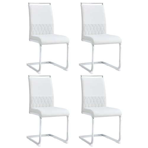 Moderne Esszimmerstühle Set Rückenlehne aus PU Kunstleder und Leinen Loungesessel für Wohnzimmer Küchen Schlafzimmer Büro Studie Arbeitszimmer Polsterstuhl 4-teilig Weiß Moderne Esszimmerstühle Set Rückenlehne aus PU Kunstleder und Leinen Loungesessel für Wohnzimmer Küchen Schlafzimmer Büro Studie Arbeitszimmer Polsterstuhl 4-teilig Weiß von Generic