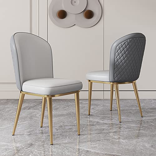 Moderne Esszimmerstühle Set von 2 bequeme gepolsterte Hohlräume aus grau PU-Leder Mitte des Jahrhunderts Akzentstühle mit Metallbeinen und gebogenen Rücken armlose Wohnzimmerstühle 47 x 47 x 87 cm Moderne Esszimmerstühle Set von 2 bequeme gepolsterte Hohlräume aus grau PU-Leder Mitte des Jahrhunderts Akzentstühle mit Metallbeinen und gebogenen Rücken armlose Wohnzimmerstühle 47 x 47 x 87 cm von Generic