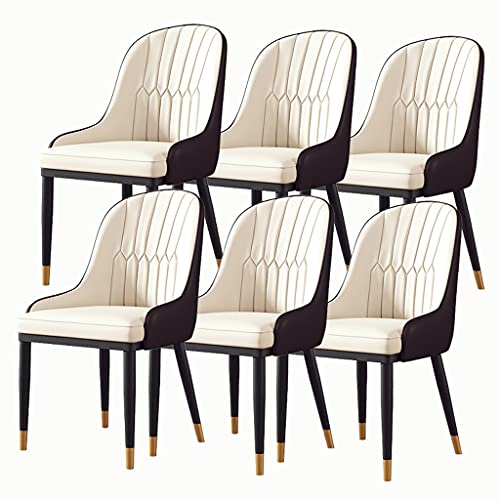 Moderne Esszimmerstühle aus Leder Set mit 6 mit Armlehnen hohe Rückenlehne gepolsterte Sitze robuste Stahlfüße ideal für den Heimgebrauch und Restaurantgebrauch (weiß/gold) von Generic