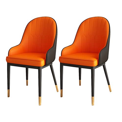 Moderne Esszimmerstühle für die Küche, hohe Rückenlehne, weiche Sitzfläche, 2er-Set, wasserdichtes Leder, Wohnzimmer mit Metallbeinen, Loungesessel (G) von Generic
