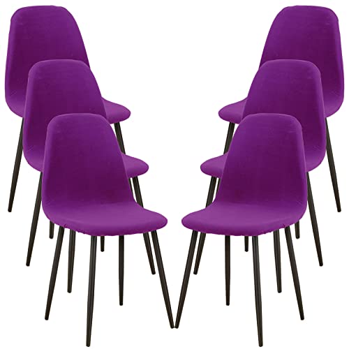 Moderne Esszimmerstuhl Stuhlhussen im nordischen Stil Flexible Spandex abwaschbar Stoff Stuhlschoner ohne Armlehnen im Wohnzimmer Küche weiß 4er Set von Generic