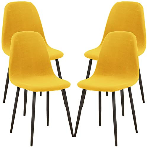 Moderne Esszimmerstuhl Stuhlhussen im nordischen Stil Flexible Spandex abwaschbar Stuhlschoner für Küche Esszimmer weiß 4er Set von Generic