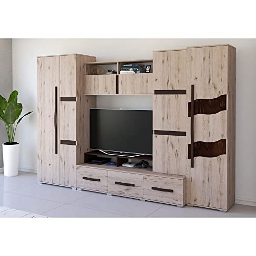 Moderne Glas TV Ständer mit LED-Beleuchtung für Wohnzimmer Wand-Einheit von Generic