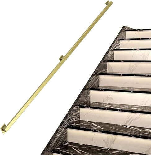 Moderne Goldene Haltegriffe Für Innentreppen, Handlauf, Geländer, Schienenstützsatz, Unterstützendes Treppengeländer, Vierkantrohr-Design - Metallschmiedeeisen, 2.6ft/80cm von Generic