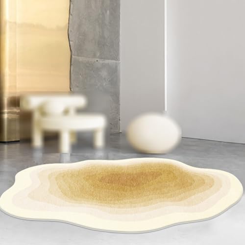 Moderne Gradient Unregelmäßigen Bereich Teppich Für Wohnzimmer Waschbar Faux Wolle Teppiche Für Home Office Spielzimmer Teppichmatte(Gelb,140x200cm) von Generic