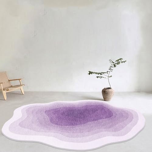Moderne Gradient Unregelmäßigen Bereich Teppich Für Wohnzimmer Waschbar Faux Wolle Teppiche Für Home Office Spielzimmer Teppichmatte(Lila,120x160cm) von Generic