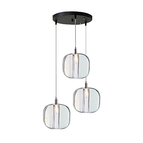 Moderne Hängeleuchte aus Glas in Kürbisform mit Lampenschirm aus transparentem Glas, Art-Deco-Kronleuchter für Kücheninsel und Wohnzimmer, Konfiguration mit 3 Lichtern von Generic