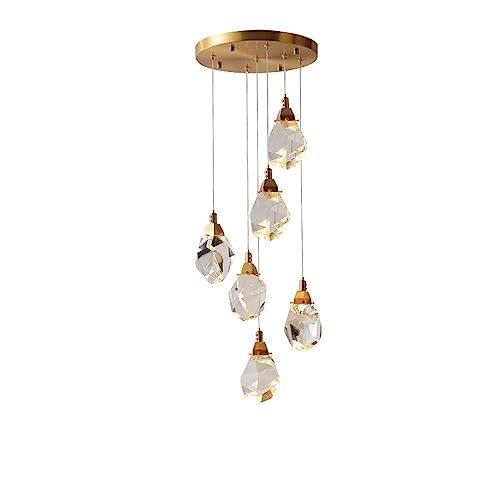 Moderne Hängeleuchte aus Kristall mit 5 Lichtern – Licht in Form eines Regentropfens mit goldenem LED-Licht für Eingangsbereich, Esszimmer, Kücheninsel, Treppenhaus und Dekoration von Generic