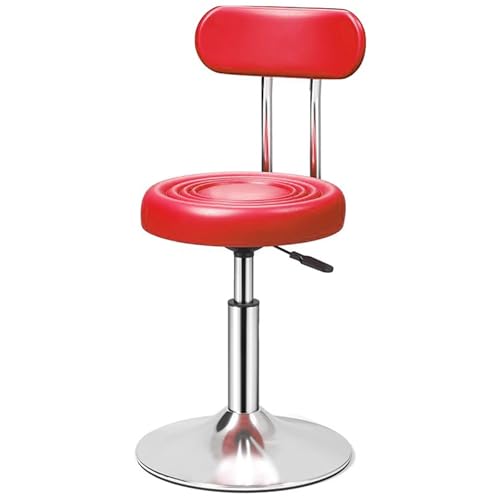 Moderne Höhenverstellbarer Barstuhl mit Rückenlehne, 360° Drehbarer Bistrohocker mit Fußstütze in Thekenhöhe mit Fußstütze, Hochelastischer Schaumstoff, für Küche(Red) von Generic