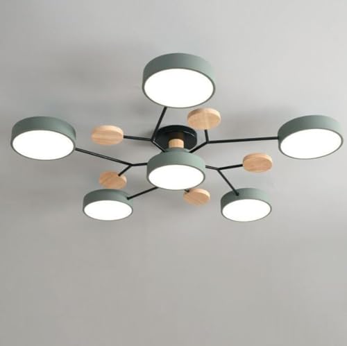Moderne Holz Sputni Led Halbbündige Montage Deckenleuchten Nordic Molecule Weiß Deckenleuchte Wohnzimmer Deckenbeleuchtung Für Schlafzimmer Esszimmer Büro, Green, 6 Light Moderne Holz Sputni Led Halbbündige Montage Deckenleuchten Nordic Molecule Weiß Deckenleuchte Wohnzimmer Deckenbeleuchtung Für Schlafzimmer Esszimmer Büro, Green, 6 Light von Generic