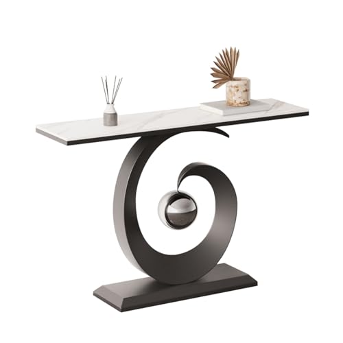 Moderne Konsolentisch 30cm Schmaler Eingangstisch für Wohnzimmer, Moderner Sofatisch mit Metallgestell für Korridor, Flur(Black,100x30x80cm) von Generic