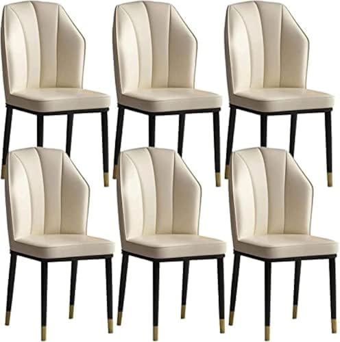Moderne Küche Esszimmerstühle Set Mit 6 Modernen Weichen Sitz Küche Wohnzimmer Stühle Wasserdichter Beistellstuhl Aus Pu-Leder Mit Metallbeinen Esszimmerstühle, Beige Moderne Küche Esszimmerstühle Set Mit 6 Modernen Weichen Sitz Küche Wohnzimmer Stühle Wasserdichter Beistellstuhl Aus Pu-Leder Mit Metallbeinen Esszimmerstühle, Beige von Generic