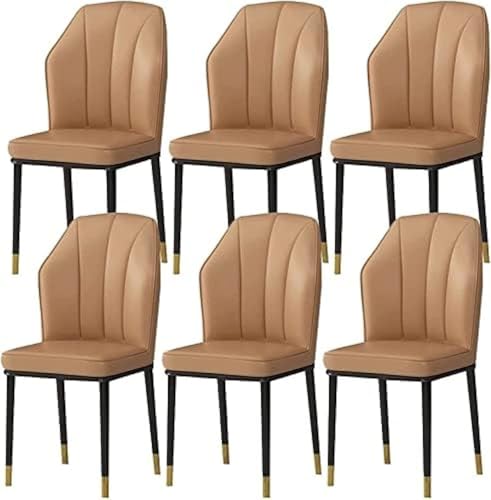 Moderne Küche Esszimmerstühle Set Mit 6 Modernen Weichen Sitz Küche Wohnzimmer Stühle Wasserdichter Beistellstuhl Aus Pu-Leder Mit Metallbeinen Esszimmerstühle, Camel von Generic