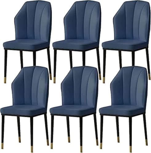 Moderne Küche Esszimmerstühle Set Mit 6 Modernen Weichen Sitz Küche Wohnzimmer Stühle Wasserdichter Beistellstuhl Aus Pu-Leder Mit Metallbeinen Esszimmerstühle, Dark Blue Moderne Küche Esszimmerstühle Set Mit 6 Modernen Weichen Sitz Küche Wohnzimmer Stühle Wasserdichter Beistellstuhl Aus Pu-Leder Mit Metallbeinen Esszimmerstühle, Dark Blue von Generic