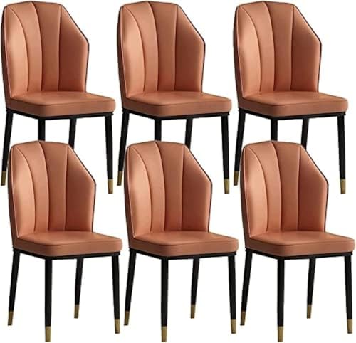 Moderne Küche Esszimmerstühle Set Mit 6 Modernen Weichen Sitz Küche Wohnzimmer Stühle Wasserdichter Beistellstuhl Aus Pu-Leder Mit Metallbeinen Esszimmerstühle, Orange Moderne Küche Esszimmerstühle Set Mit 6 Modernen Weichen Sitz Küche Wohnzimmer Stühle Wasserdichter Beistellstuhl Aus Pu-Leder Mit Metallbeinen Esszimmerstühle, Orange von Generic