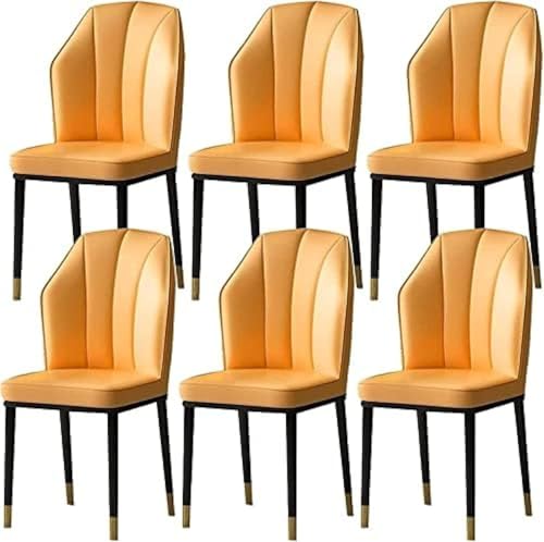 Moderne Küche Esszimmerstühle Set Mit 6 Modernen Weichen Sitz Küche Wohnzimmer Stühle Wasserdichter Beistellstuhl Aus Pu-Leder Mit Metallbeinen Esszimmerstühle, Yellow Moderne Küche Esszimmerstühle Set Mit 6 Modernen Weichen Sitz Küche Wohnzimmer Stühle Wasserdichter Beistellstuhl Aus Pu-Leder Mit Metallbeinen Esszimmerstühle, Yellow von Generic