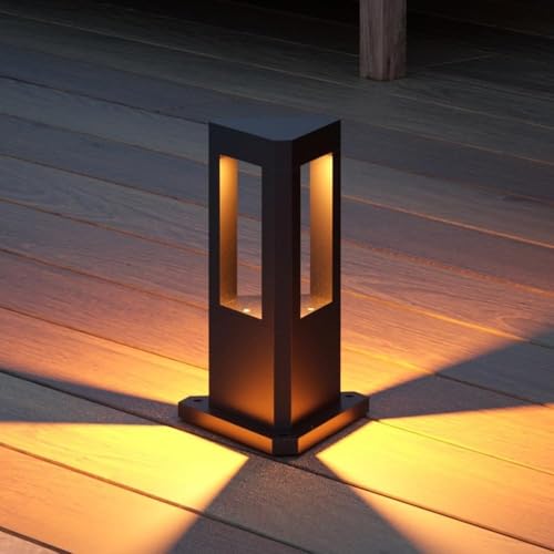 Moderne Landschaft Weg Licht Schwarz Led Weg Beleuchtung Aluminium Outdoor wasserdichte Poller Leuchte Einfahrt Leuchten Outdoor Stehleuchte Für Rasen Innenhof Terrasse, 30CM von Generic