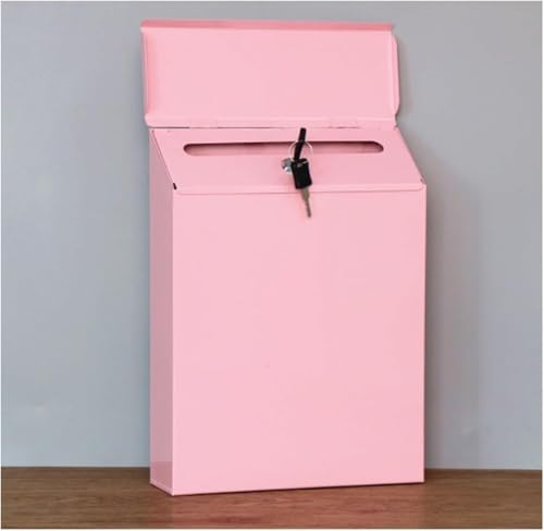 Moderne Lieferung Briefkasten Metall Briefkasten Briefkasten Verriegelung Wandmontage Kommentar Briefkasten Zahlungen Halter Briefkasten Post Post Mail Outdoor, Pink, 30cm von Generic