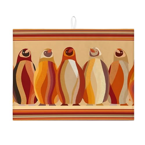 Moderne Pinguin-Abtropfmatten für Küchentheke, abstrakte Kunst, saugfähiges Abtropfgestell, Matte, Herbstsaison, Mikrofaser-Abtropfunterlage für Küchentheke, 45,7 x 61 cm von Generic