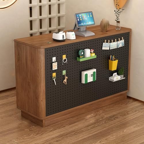 Moderne Rezeption Schreibtisch mit abschließbaren Schublade Do-it-yourself-Einzelhandelsbank Holz Rezeption stehen Kasse für Einkaufszentrum Shop Bar (Nussbaum + schwarz 80 cm/31,4 Zoll) von Generic