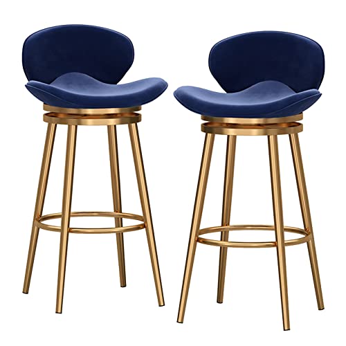 Moderne Samt Barhocker 2er Set mit Metall Fußstütze Blau Zähler Höhe Swivel Barhocker für Küche Insel Home Bar Pub 75cm Sitzhöhe Moderne Samt Barhocker 2er Set mit Metall Fußstütze Blau Zähler Höhe Swivel Barhocker für Küche Insel Home Bar Pub 75cm Sitzhöhe von Generic