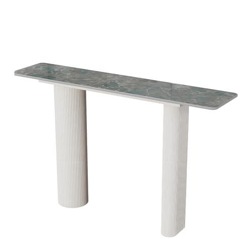Moderne Schmale Konsole mit Steinplatte Eingangs Oder Flurtisch mit Stabilem Doppelsäulen Metallrahmen, Leicht zu Reinigen für Wohnzimmer Oder Regals(Green,100 * 30 * 80cm) von Generic