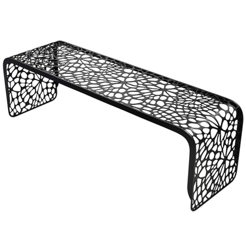 Moderne Sitzbank Flur Schwarz Metall Stabil Esszimmer Bank Abgerundete Ecken Bettbank Multifunktional Couchtisch Gartenbank Wetterfest, Platzsparend(Black,47.24in/120cm) von Generic