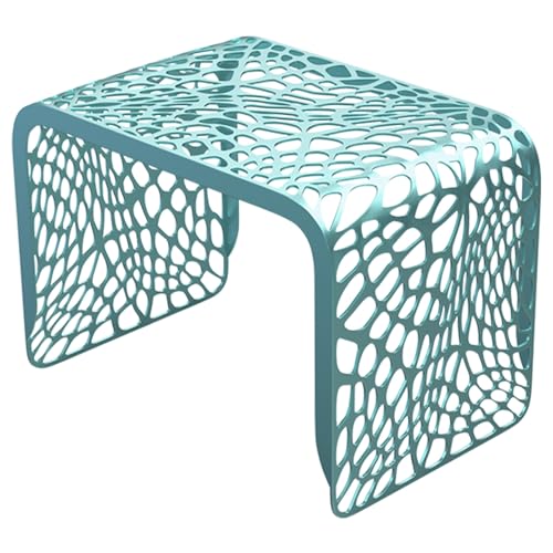 Moderne Sitzbank Flur Schwarz Metall Stabil Esszimmer Bank Abgerundete Ecken Bettbank Multifunktional Couchtisch Gartenbank Wetterfest, Platzsparend(Blue,21.65in/55cm) von Generic