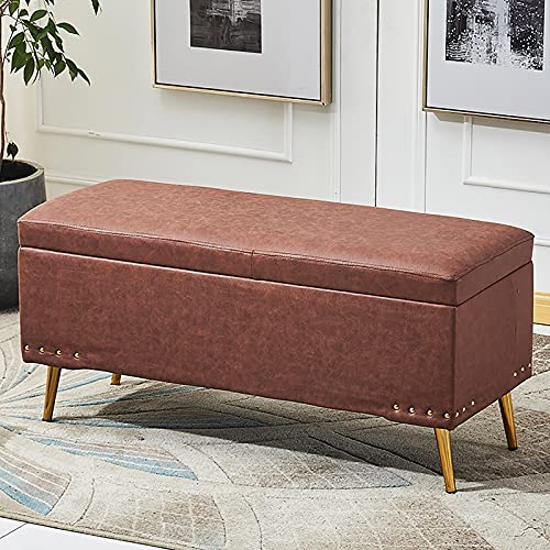 Moderne Spickbekleidung Lagerung Ottomane Bank multifunktionale Fußstütze und Sitzplätze Luxus braun Rechteck Möbel 80 x 40 x 45 cm von Generic
