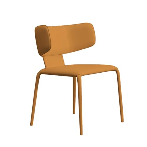 Moderne Stühle Esszimmer aus Leder, Gepolsterte Wohnzimmer Stühle mit Geschwungener Rückenlehne, Keine Installation Erforderlich, Geeignet für Wohnzimmer, Frisiertisch(Orange) von Generic