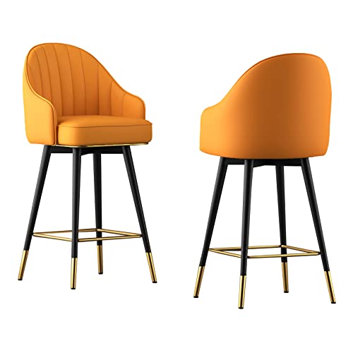 Moderne Swivel Barstools Set mit Rückenlehne 2er Pack PU Leder Küche Counter Höhe Stools für Pub Bistro Sitzhöhe 65 cm / 75 cm (Black Höhe: 65 cm) von Generic