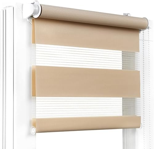 Fenster DEKOR - Rollos für Fenster Kaffee mit Milch - Klemmfix Rollo ohne Bohren 150 x 125 cm - Doppelrollo mit einer breiten Auswahl an Größen und Farben - Blickdichte Rollos, einfach zu montieren von Fenster DEKOR