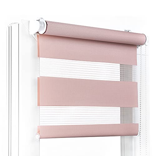 Fenster DEKOR - Rollos für Fenster Bleich-Rosa - Klemmfix Rollo ohne Bohren 150 x 85 cm - Doppelrollo mit einer breiten Auswahl an Größen und Farben - Blickdichte Rollos, einfach zu montieren von Fenster DEKOR