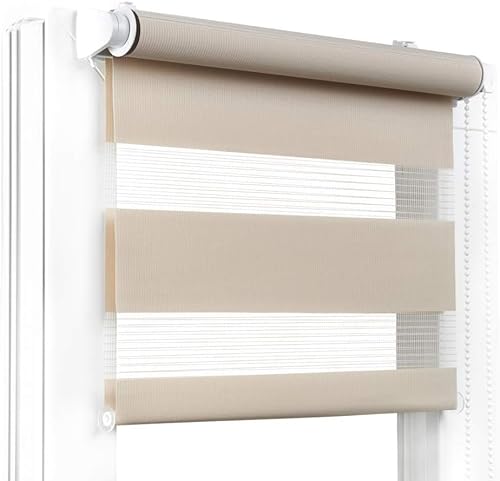 Fenster DEKOR - Rollos für Fenster Beige - Klemmfix Rollo ohne Bohren 120 x 95 cm - Doppelrollo mit einer breiten Auswahl an Größen und Farben - Blickdichte Rollos, einfach zu montieren von Fenster DEKOR