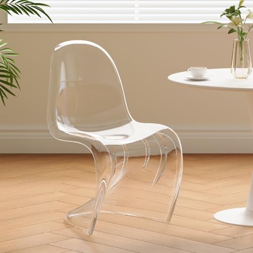 Moderne Transparente Esszimmerstühle, Stilvoller Stapelbarer Akzentstuhl aus Kunststoff, Keine Montage Erforderlich, für den Esstisch zu Hause, das Wohnzimmer, den Schminktisch(Clear) von Generic