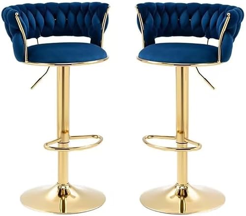 Moderne Verstellbare Barhocker 2er-Set, Drehbare Samt-barhocker Mit Verstellbarer Drehbarer Gasfeder, Goldene Fußstütze Und Basis Für Die Home Bar (größe: 2er-Set, Dark Blue, Set of 2 Moderne Verstellbare Barhocker 2er-Set, Drehbare Samt-barhocker Mit Verstellbarer Drehbarer Gasfeder, Goldene Fußstütze Und Basis Für Die Home Bar (größe: 2er-Set, Dark Blue, Set of 2 von Generic