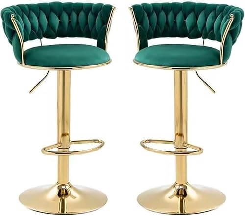 Moderne Verstellbare Barhocker 2er-Set, Drehbare Samt-barhocker Mit Verstellbarer Drehbarer Gasfeder, Goldene Fußstütze Und Basis Für Die Home Bar (größe: 2er-Set, Green, Set of 2 Moderne Verstellbare Barhocker 2er-Set, Drehbare Samt-barhocker Mit Verstellbarer Drehbarer Gasfeder, Goldene Fußstütze Und Basis Für Die Home Bar (größe: 2er-Set, Green, Set of 2 von Generic