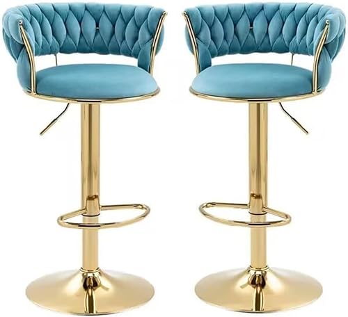 Moderne Verstellbare Barhocker 2er-Set, Drehbare Samt-barhocker Mit Verstellbarer Drehbarer Gasfeder, Goldene Fußstütze Und Basis Für Die Home Bar (größe: 2er-Set, Light Blue, Set of 2 Moderne Verstellbare Barhocker 2er-Set, Drehbare Samt-barhocker Mit Verstellbarer Drehbarer Gasfeder, Goldene Fußstütze Und Basis Für Die Home Bar (größe: 2er-Set, Light Blue, Set of 2 von Generic