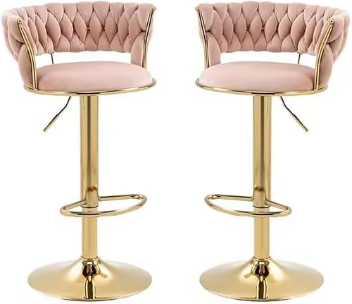 Moderne Verstellbare Barhocker 2er-Set, Drehbare Samt-barhocker Mit Verstellbarer Drehbarer Gasfeder, Goldene Fußstütze Und Basis Für Die Home Bar (größe: 2er-Set, Pink, Set of 2 Moderne Verstellbare Barhocker 2er-Set, Drehbare Samt-barhocker Mit Verstellbarer Drehbarer Gasfeder, Goldene Fußstütze Und Basis Für Die Home Bar (größe: 2er-Set, Pink, Set of 2 von Generic