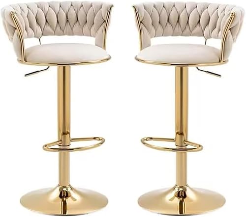 Moderne Verstellbare Barhocker 2er-Set, Drehbare Samt-barhocker Mit Verstellbarer Drehbarer Gasfeder, Goldene Fußstütze Und Basis Für Die Home Bar (größe: 2er-Set, White, Set of 2 Moderne Verstellbare Barhocker 2er-Set, Drehbare Samt-barhocker Mit Verstellbarer Drehbarer Gasfeder, Goldene Fußstütze Und Basis Für Die Home Bar (größe: 2er-Set, White, Set of 2 von Generic