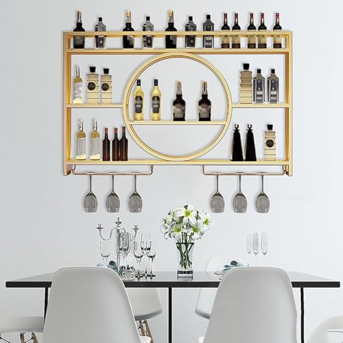 Moderne Wand-Weinglas und Flaschenhalter aus Metall für Bar-Lagerung elegante vindisplay Nischer für Wohnzimmer Restaurant und Hintergrunddekoration Gold 140 x 15 x 80 cm von Generic